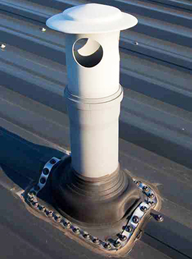 Industrial roof weathered flue